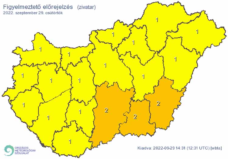 Időjárás: Vihar lesz! Három megyére másodfokú riasztást adott ki az Omsz